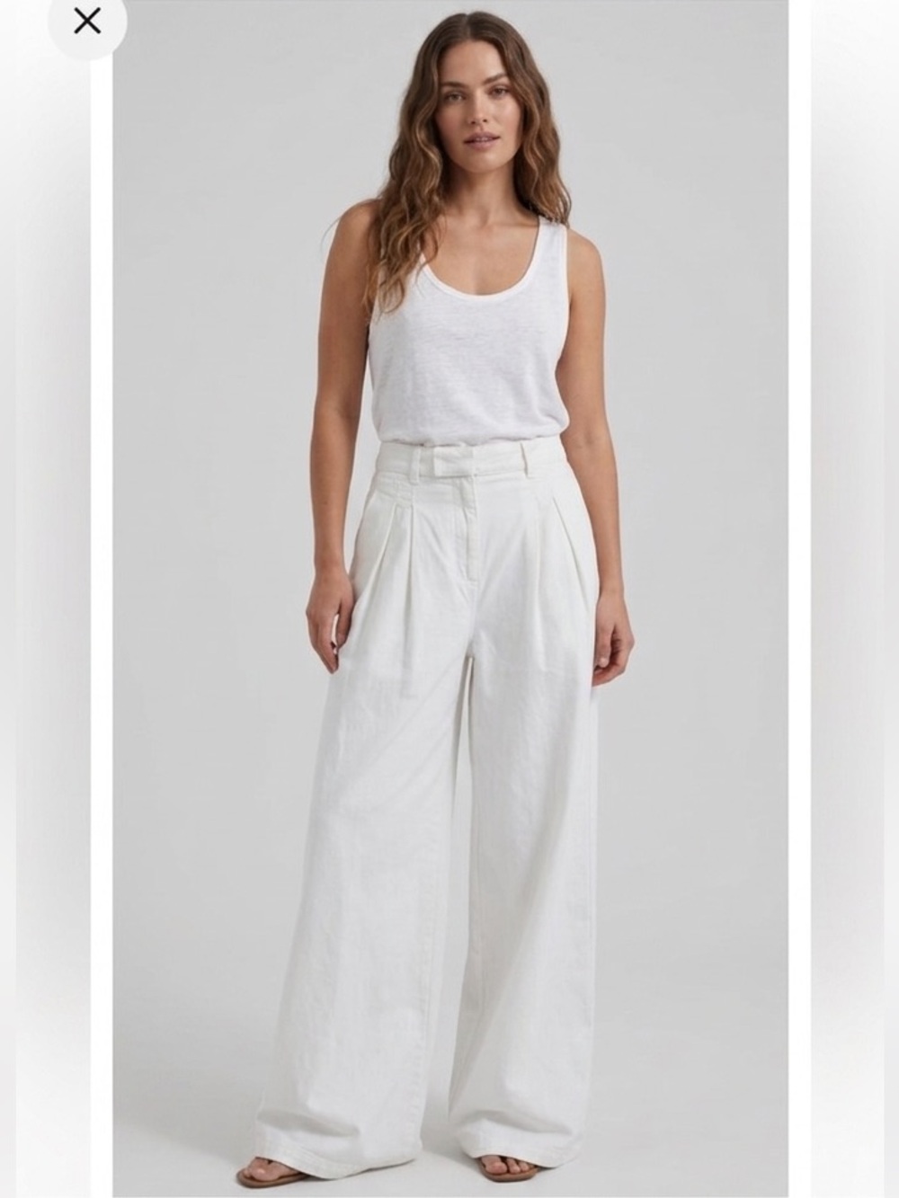 The Frankie Shop Nolan  Pleated Denim Trousers- White